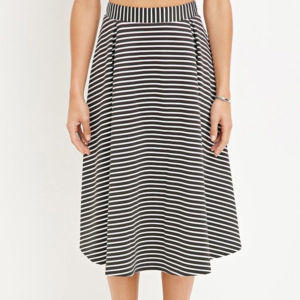 Striped fit and flare skirt